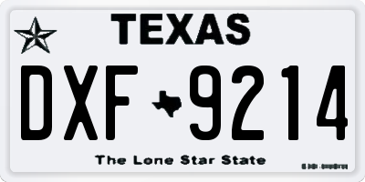 TX license plate DXF9214