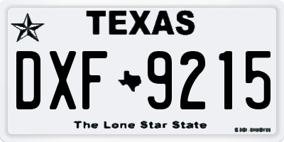 TX license plate DXF9215