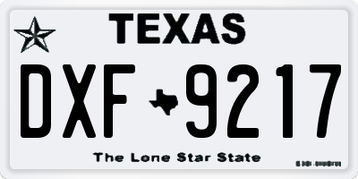 TX license plate DXF9217