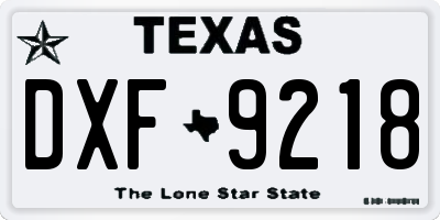 TX license plate DXF9218