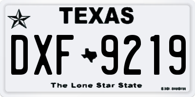 TX license plate DXF9219