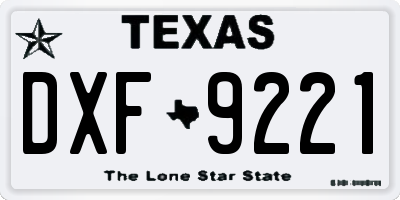 TX license plate DXF9221