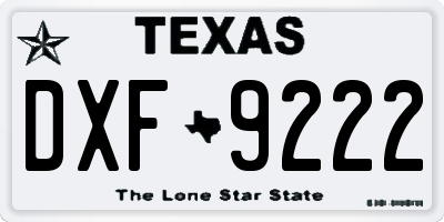 TX license plate DXF9222