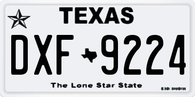 TX license plate DXF9224
