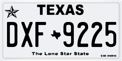 TX license plate DXF9225