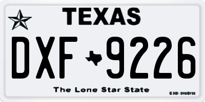 TX license plate DXF9226