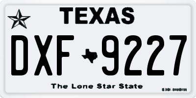 TX license plate DXF9227