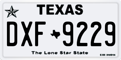 TX license plate DXF9229