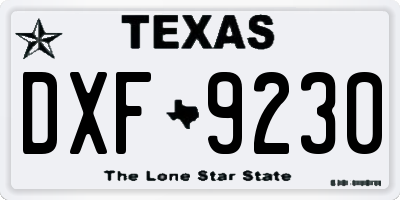 TX license plate DXF9230