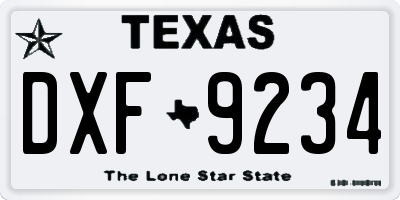 TX license plate DXF9234