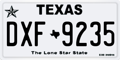 TX license plate DXF9235
