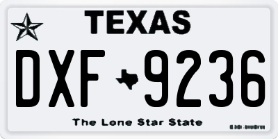 TX license plate DXF9236