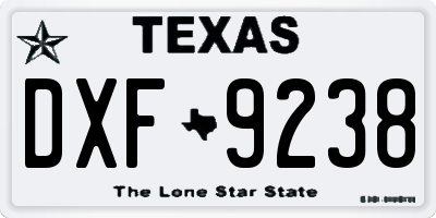TX license plate DXF9238