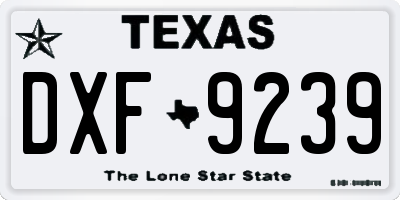 TX license plate DXF9239