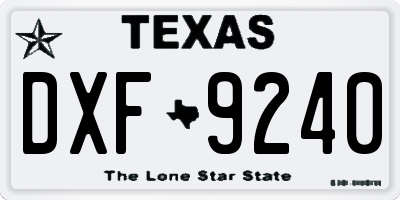 TX license plate DXF9240
