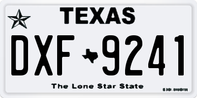 TX license plate DXF9241
