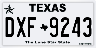 TX license plate DXF9243