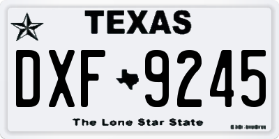 TX license plate DXF9245