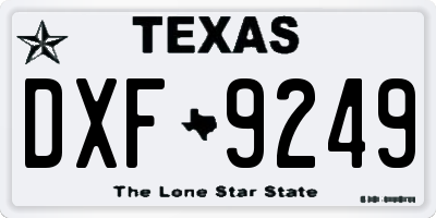 TX license plate DXF9249