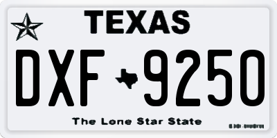 TX license plate DXF9250