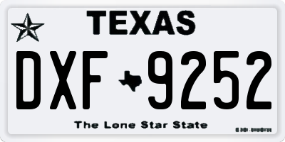 TX license plate DXF9252