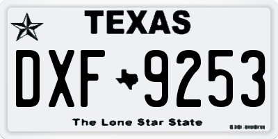 TX license plate DXF9253
