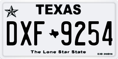 TX license plate DXF9254