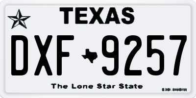 TX license plate DXF9257