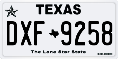 TX license plate DXF9258