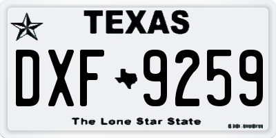TX license plate DXF9259