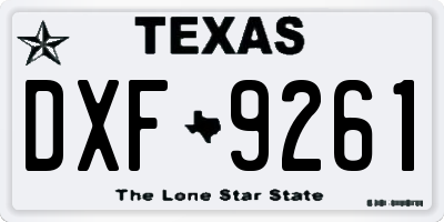 TX license plate DXF9261