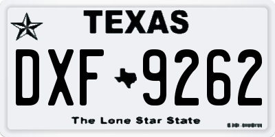 TX license plate DXF9262
