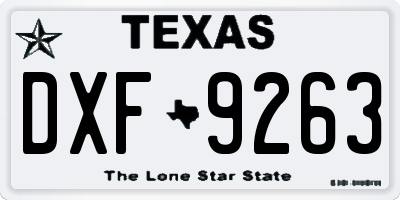 TX license plate DXF9263