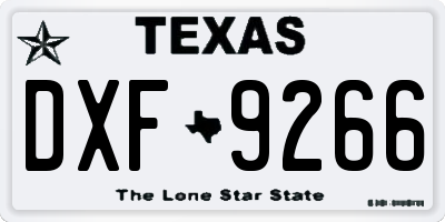 TX license plate DXF9266