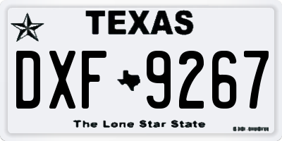 TX license plate DXF9267