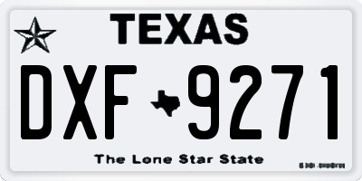 TX license plate DXF9271