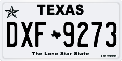 TX license plate DXF9273