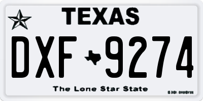 TX license plate DXF9274