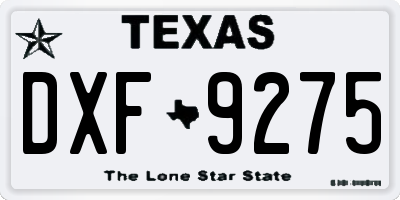 TX license plate DXF9275