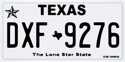 TX license plate DXF9276