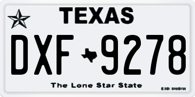 TX license plate DXF9278
