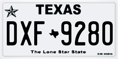 TX license plate DXF9280
