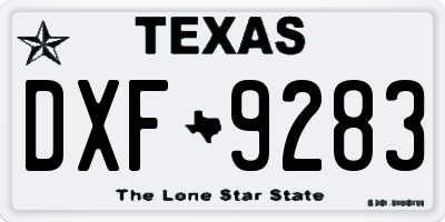 TX license plate DXF9283