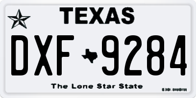 TX license plate DXF9284