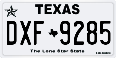 TX license plate DXF9285
