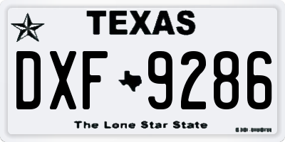 TX license plate DXF9286