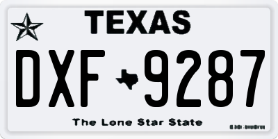 TX license plate DXF9287