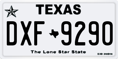 TX license plate DXF9290