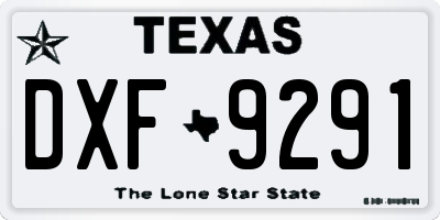TX license plate DXF9291
