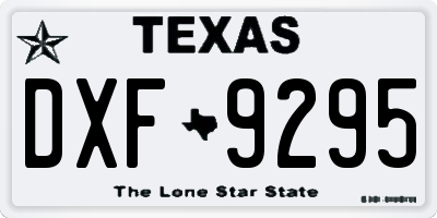 TX license plate DXF9295